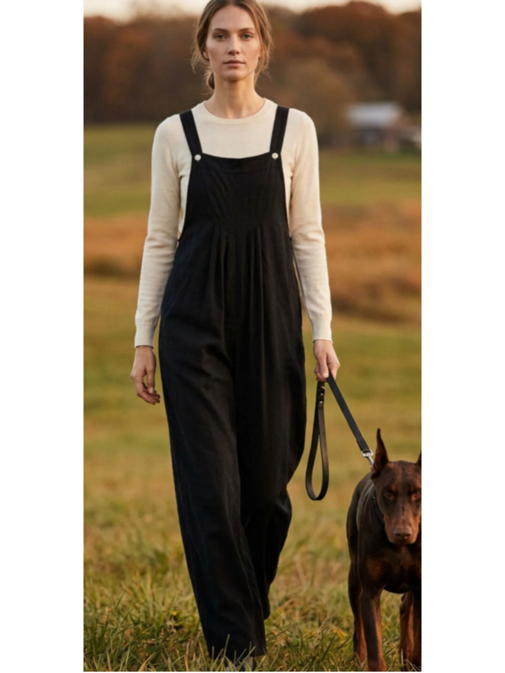 Plus Size Black Cotton Jumpsuit Overalls Size 2X pleated waist 100% Cotton